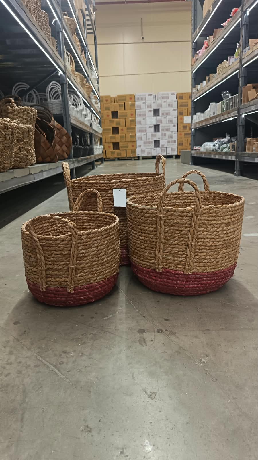 Seagrass baskets D33xH29, 29xH24, D26xH20 cm, 3 pcs